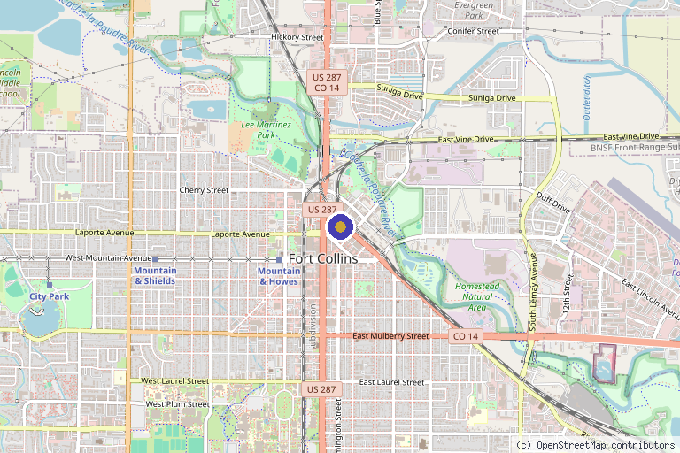 Map showing the location of Boho Studios Medical Spa & Regenerative Medicine in Fort Collins, CO