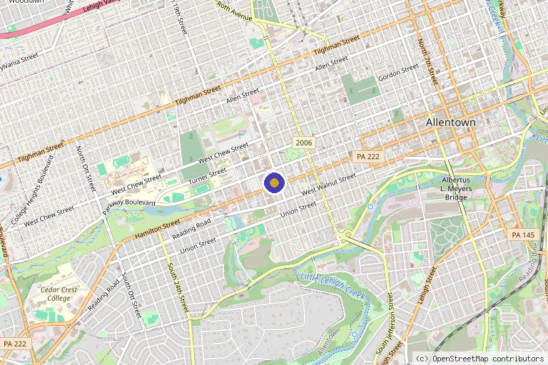 Map showing the location of Cloud 17 Med Spa PC in Allentown, PA