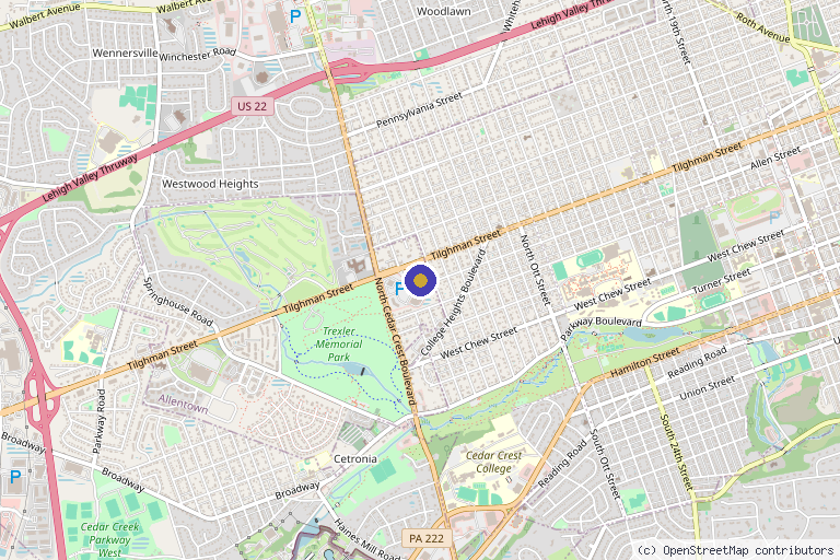 Map showing the location of Esteem Medical Aesthetics and Wellness in Allentown, PA