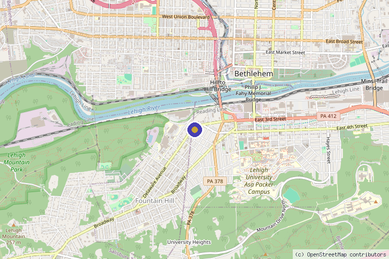 Map showing the location of The Echenberg Institute for Pelvic, Genital and Sexual Pain in Bethlehem, PA