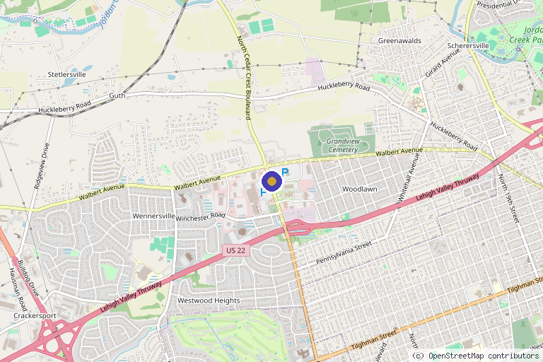 Map showing the location of Barry A Ruht MD PC in Allentown, PA