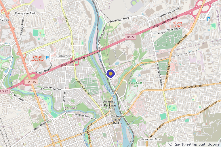 Map showing the location of Meesha Aesthetics in Allentown, PA