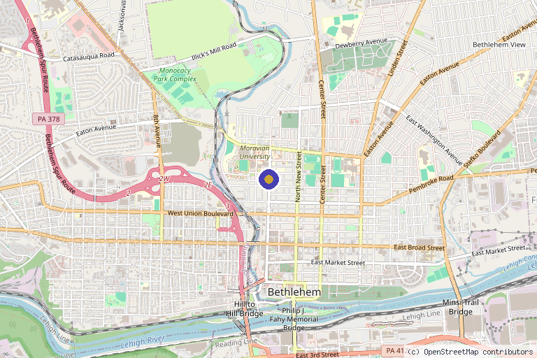Map showing the location of Elixir Health and Wellness in Bethlehem, PA