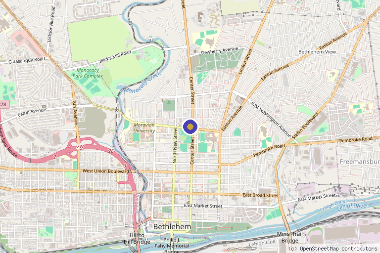 Map showing the location of Wright’s Med Spa in Bethlehem, PA