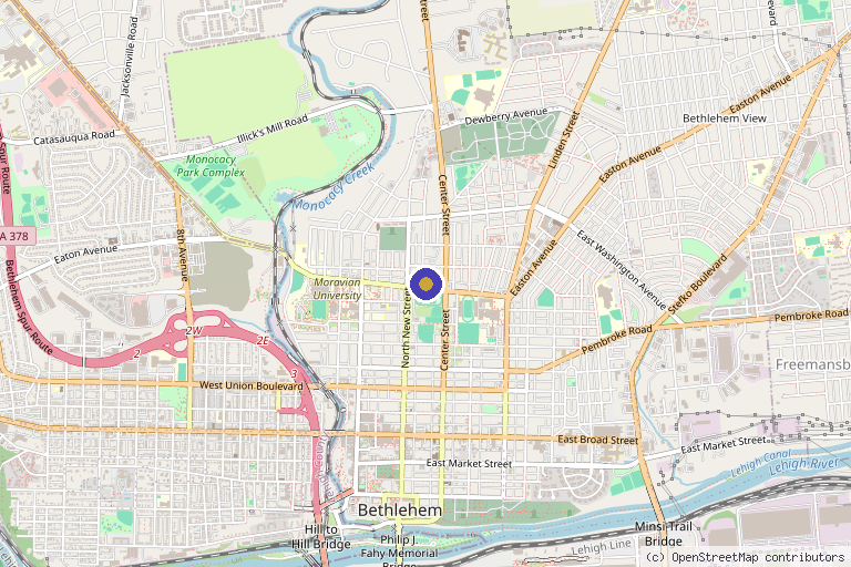 Map showing the location of Unique Glow Wellness & Medspa in Bethlehem, PA