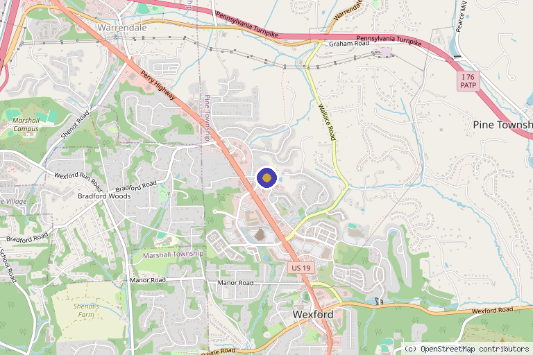 Map showing the location of Aspire Rejuvenation Clinic in Pittsburgh, PA