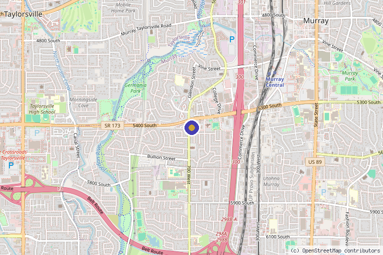 Map showing the location of American Wellness & Rehab Clinic in Murray, UT