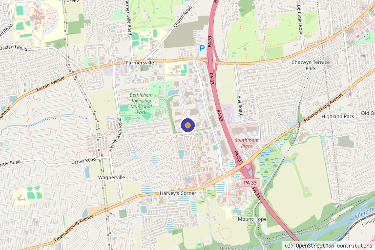 Map showing the location of Azani Medical Spa in Bethlehem, PA