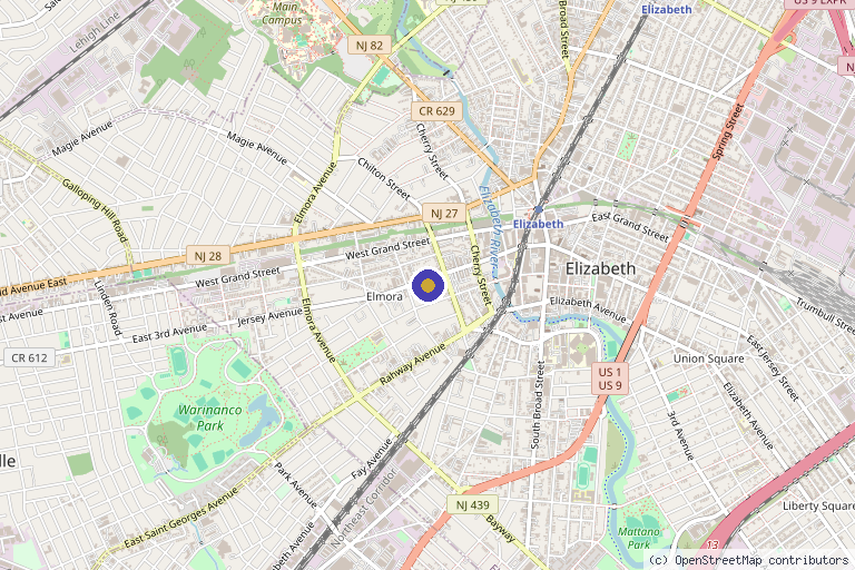 Map showing the location of Garden State Pain Management in Elizabeth, NJ