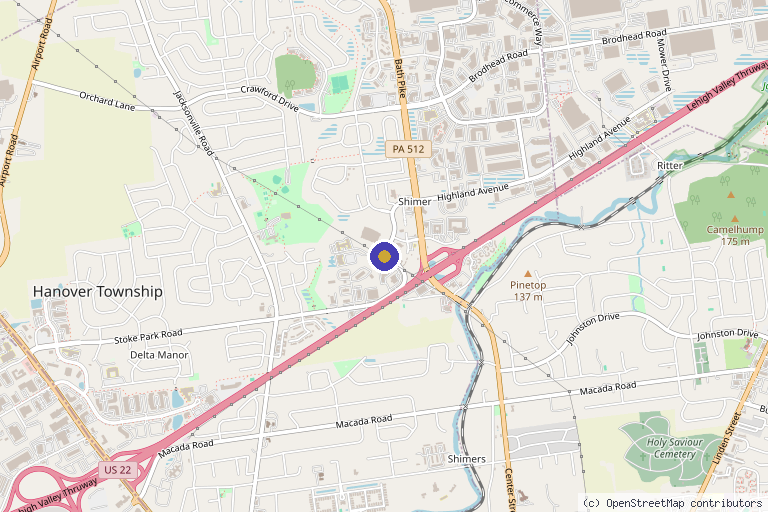Map showing the location of NERA Spine, Sports & Pain Medicine in Allentown, PA