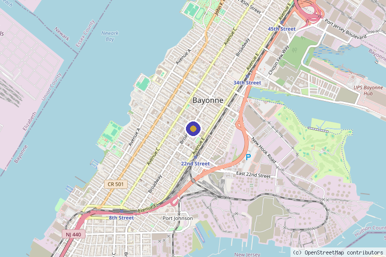 Map showing the location of Protea Clinic in Bayonne, NJ