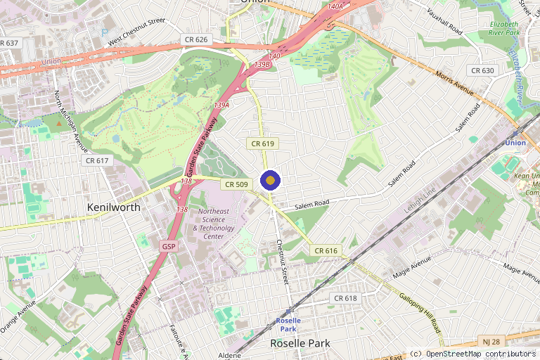 Map showing the location of LilaVi Aesthetics and Wellness in Union, NJ