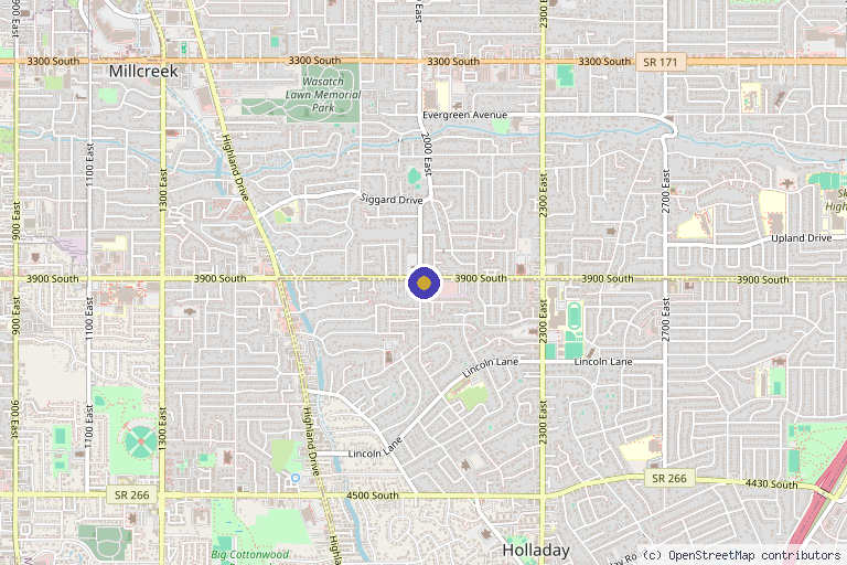 Map showing the location of Spruce Aesthetics + Infusion Bar in Holladay, UT