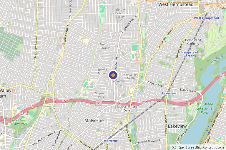 Map showing the location of Elite Aesthetics & Wellness Spa in Franklin Square, NY
