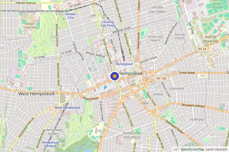 Map showing the location of Quan Medical PLLC in Hempstead, NY