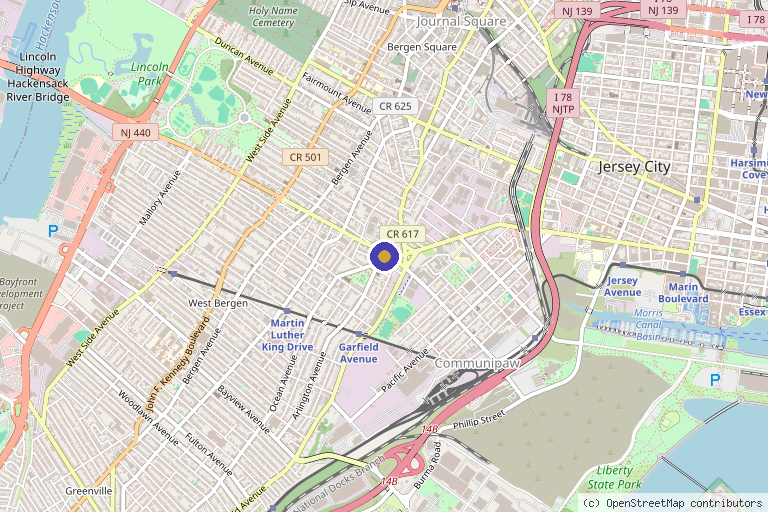 Map showing the location of Biorevive NJ in Jersey City, NJ