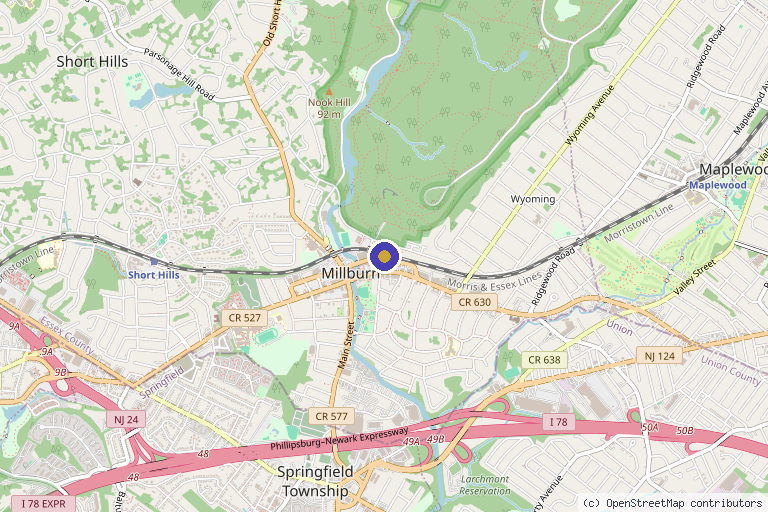 Map showing the location of Menon Regenerative Institute in Millburn, NJ