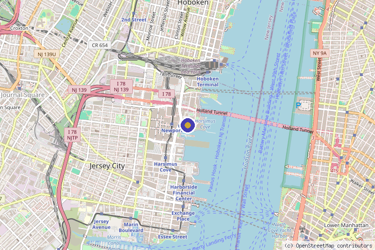 Map showing the location of Urban Aesthetic Med Spa in Jersey City, NJ