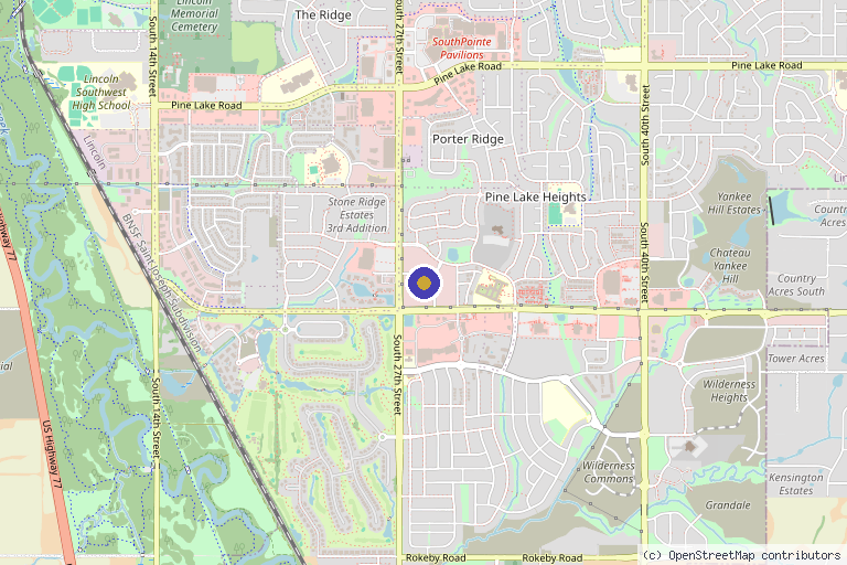 Map showing the location of Radiant Esthetics And Wellness | Botox | Dermaplaning | Micro needling Lincoln, Nebraska in Lincoln, NE