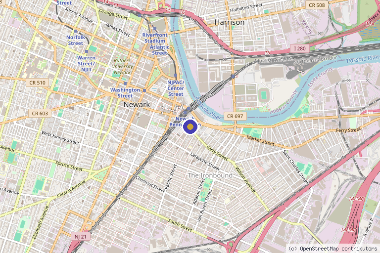 Map showing the location of Age Viva Med Spa in Newark, NJ