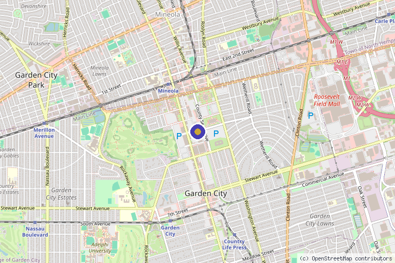 Map showing the location of Ageless Cosmetic and Surgical Center in Garden City, NY