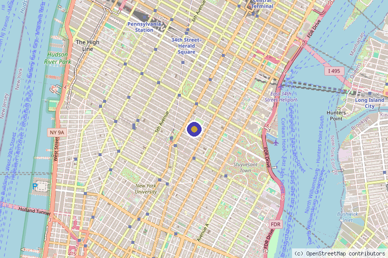 Map showing the location of NYC Rejuvenation Clinic in New York, NY