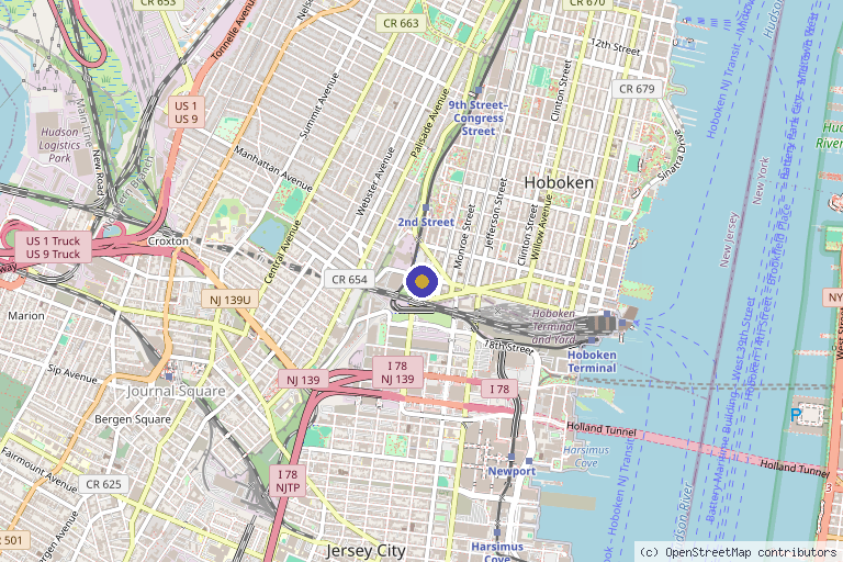 Map showing the location of Luvit Beauty Bar Med-Spa in Hoboken, NJ