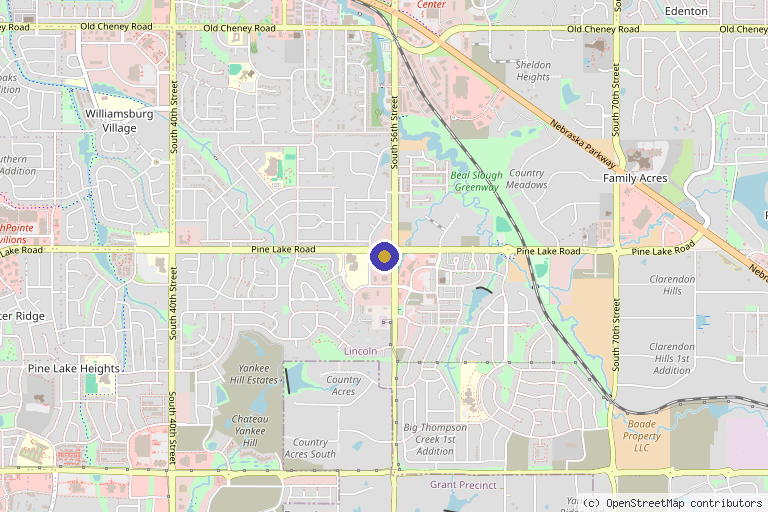 Map showing the location of Sutton Dermatology + Aesthetics - South Clinic in Lincoln, NE