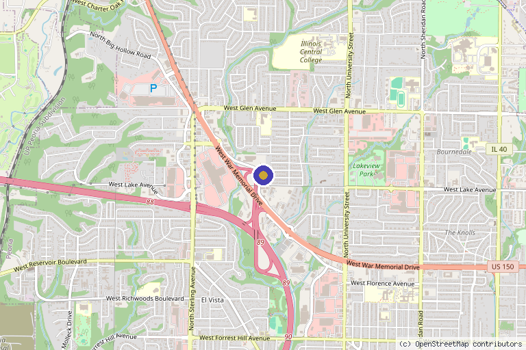 Map showing the location of NeuroMed Joint, Muscle & Neurological Care in Peoria, IL