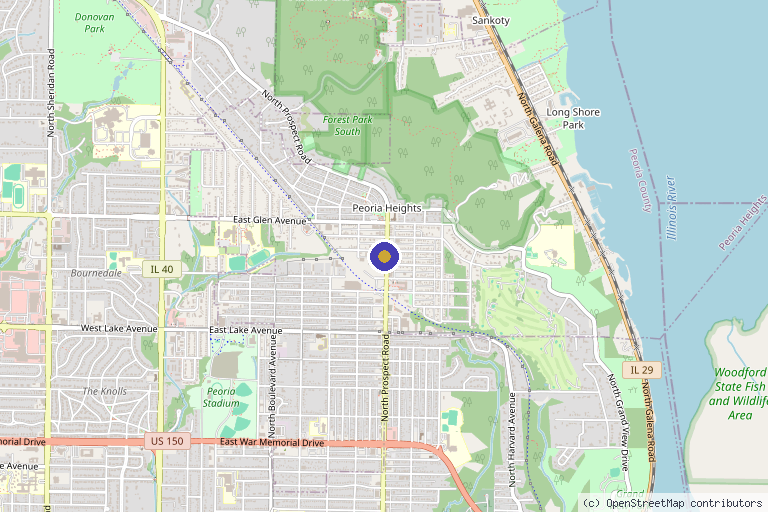 Map showing the location of Artemis Esthetics & Wellness in Peoria Heights, IL