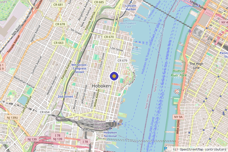 Map showing the location of fillir in Hoboken, NJ