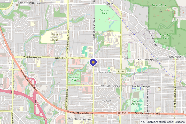 Map showing the location of The Holistic Health Center of Peoria in Peoria, IL