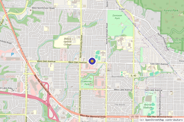 Map showing the location of Rammos Plastic Surgery & MedSpa in Peoria, IL