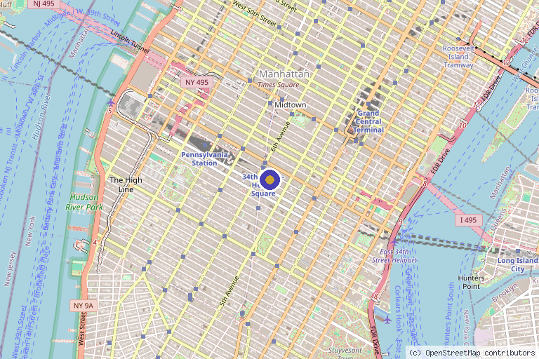Map showing the location of Genesys Laser Skin Clinic in New York, NY