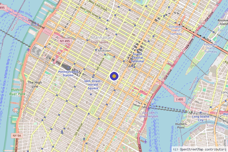 Map showing the location of Manhattan Medspa in New York, NY