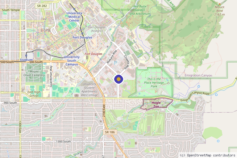 Map showing the location of University of Utah Stem Cell Therapy Facility in Salt Lake City, UT