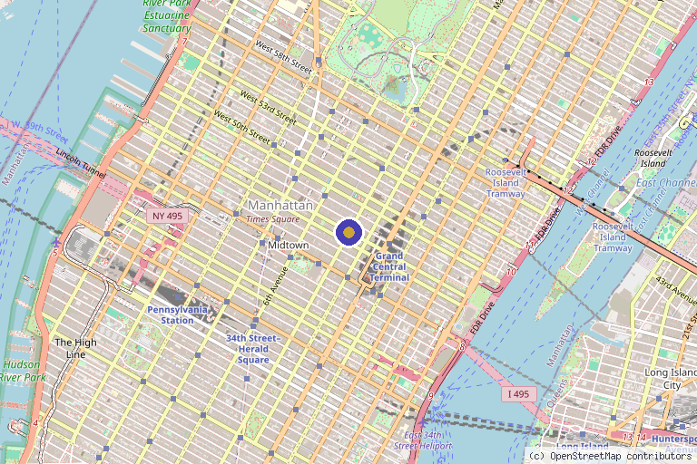 Map showing the location of Prp Lip Injections in New York, NY