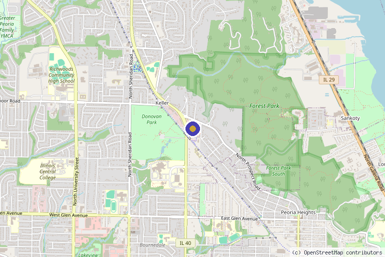 Map showing the location of The Beauty Lounge Of Peoria in Peoria, IL