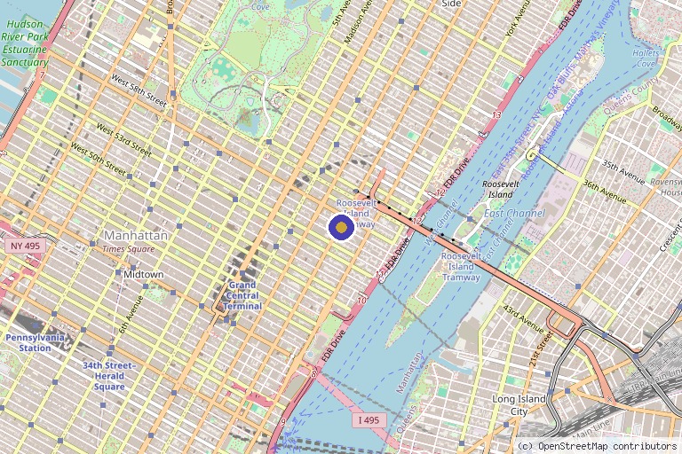 Map showing the location of Manhattan Medicine in New York, NY