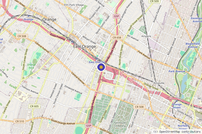 Map showing the location of Oasis Orthopedic & Spine - East Orange in East Orange, NJ