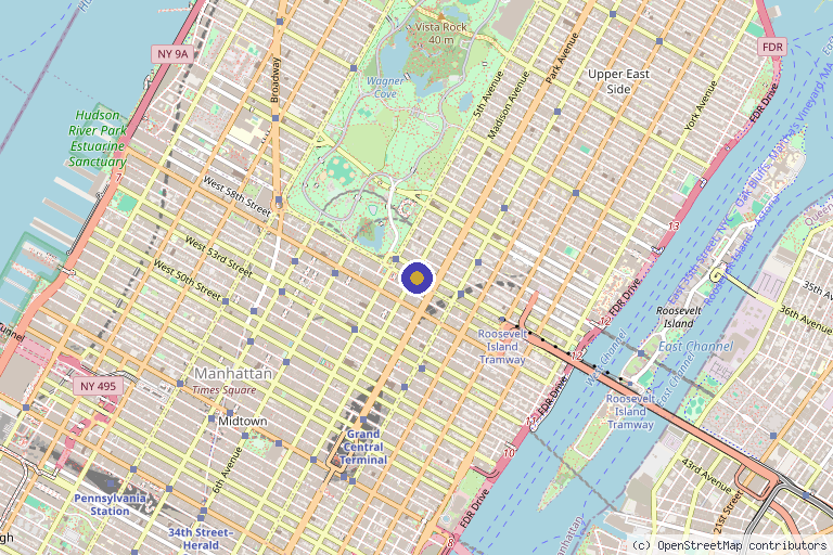 Map showing the location of ReBalance NYC in New York, NY