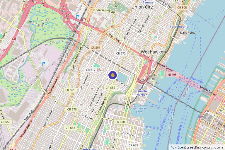 Map showing the location of Medicine 4 U - Internal Medicine & Aesthetician Dr. Amanda Shukla in Union City, NJ