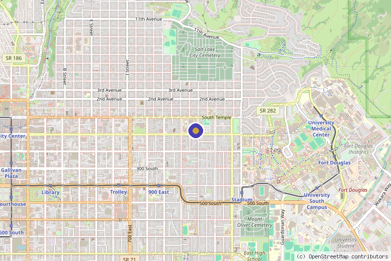 Map showing the location of Nuance Aesthetics + Wellness in Salt Lake City, UT