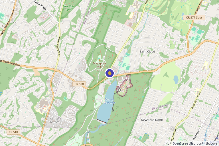 Map showing the location of The Longevity Institute of America in West Orange, NJ