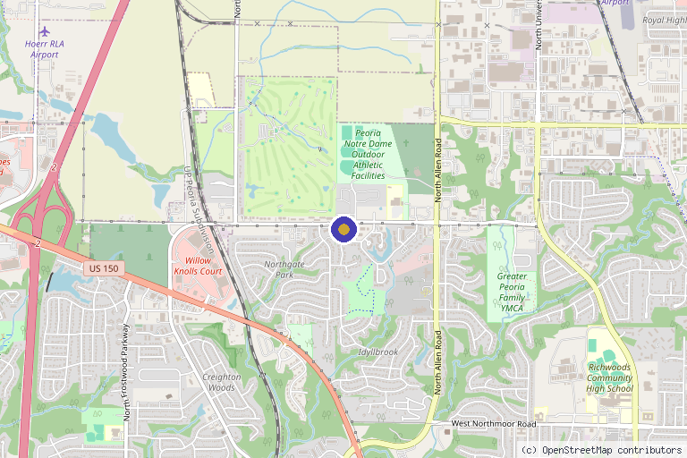 Map showing the location of Neurotherapy Institute - Shane Young, MA, NCC, LCPC - Trained Neurotherapist in Peoria, IL