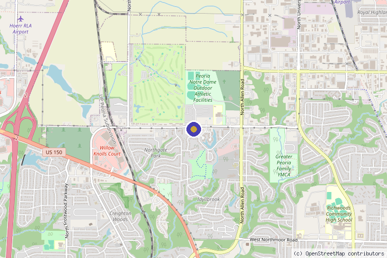 Map showing the location of Longevity Health and Wellness in Peoria, IL