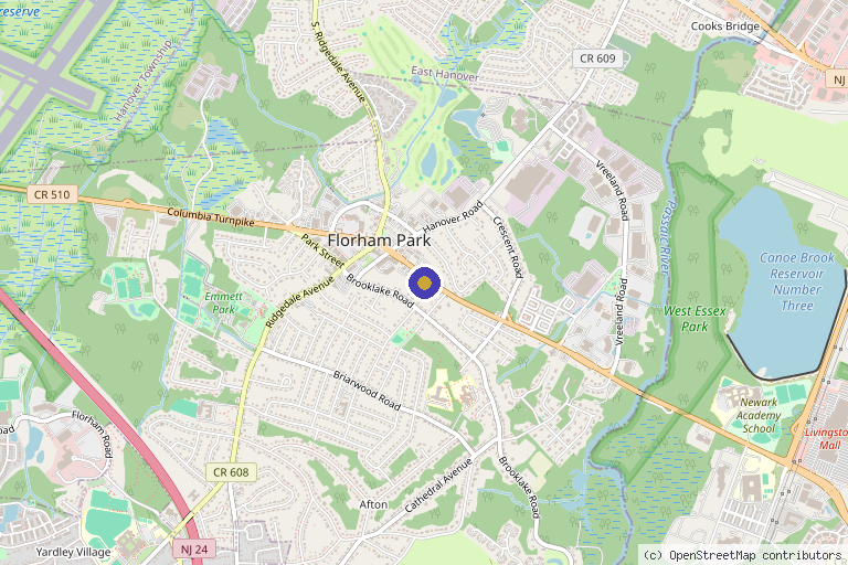 Map showing the location of Omega Medical in Florham Park, NJ