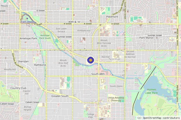 Map showing the location of Lincoln Disc and Nutrition Center and Hoof & Paw in Lincoln, NE