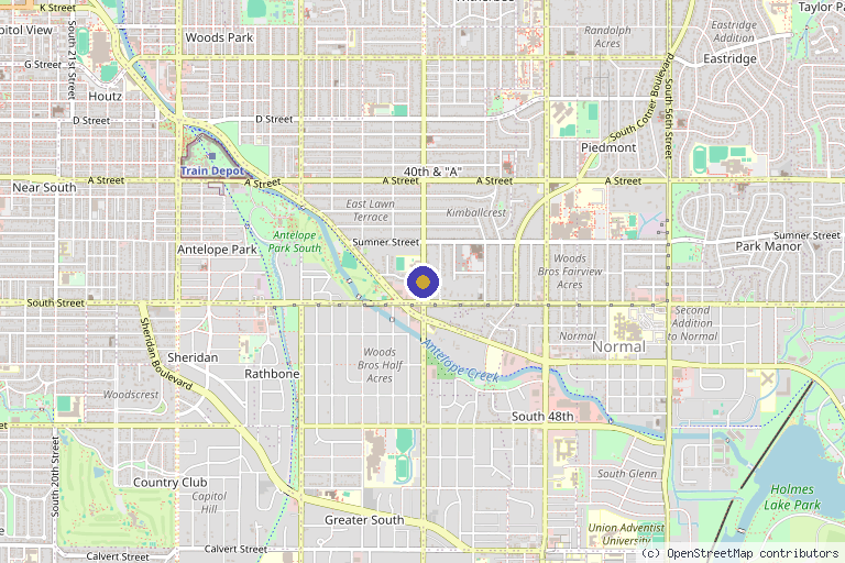 Map showing the location of Nebraska Hand & Shoulder Institute, P.C. – Lincoln in Lincoln, NE