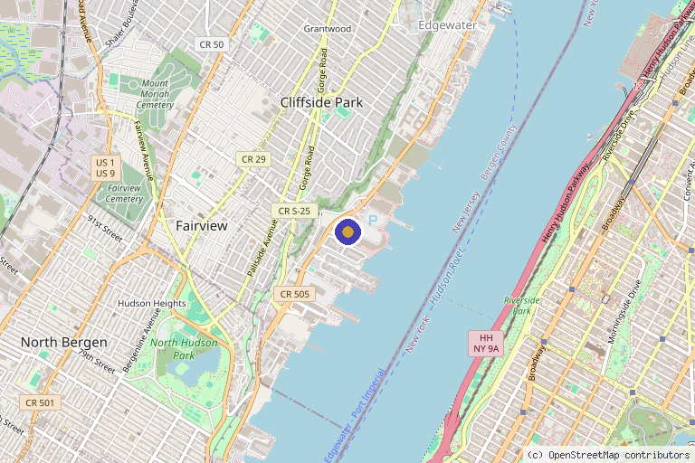 Map showing the location of Una Aesthetics in Edgewater, NJ
